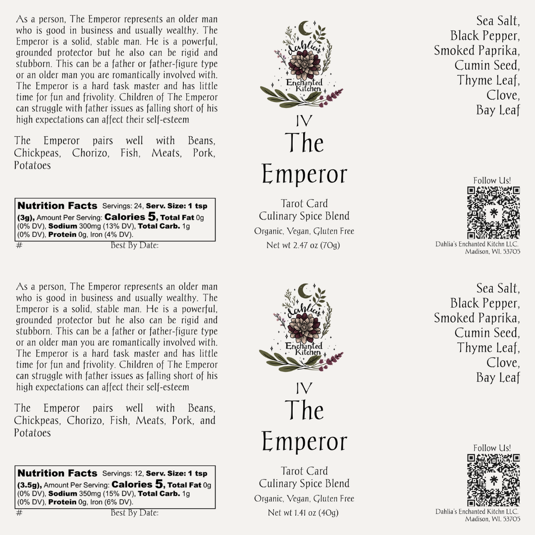 Dahlia's Enchanted Kitchen – wholesale Dried spice mix – The Emperor - Tarot Card Culinary Spice Blend2