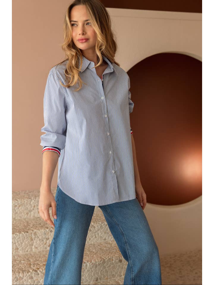 Joh Apparel – wholesale Blouse – Women’s – Jasmine Cotton Pinstripe Shirt