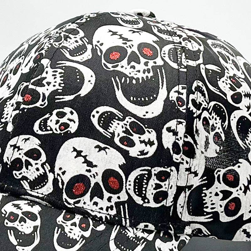 Black Red-Eye Skulls Printed Baseball Cap for wholesale on Faire3