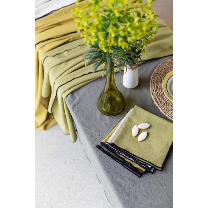 Maison Vivaraise & La Cerise sur le Gâteau - Wholesale Tablecloth - Recycled Tablecloth Grace Ficelle 140 X 2502