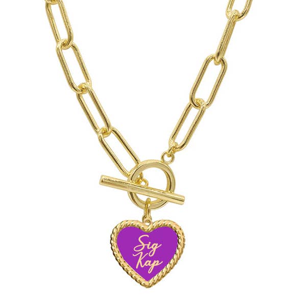 Over The Moon Greek - Wholesale Pendant/Charm Necklace - Sorority Enameled Heart Charm Necklace16