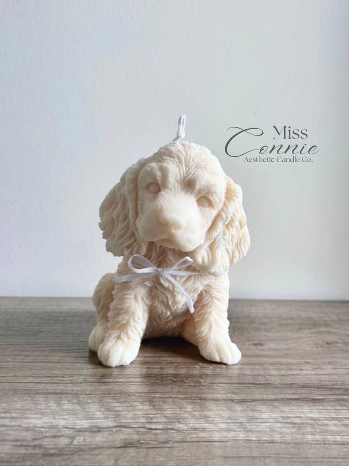 Cocker Spaniel Puppy Dog Candle for wholesale by Miss Connie Candles