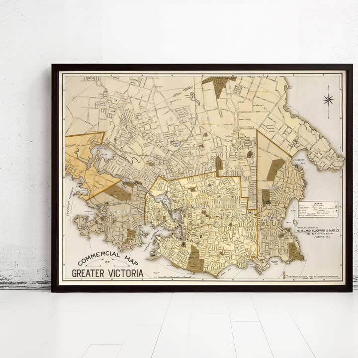 Old Map of Greater Victoria British Columbia Canada 1921 Victoria BC Vintage Map | Vintage Map Wall Art Print | Large Map Print for wholesale by OldCityPrints - Old Maps and Posters
