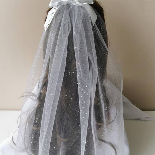 Bride To Be Veil, Satin Hair Bow Clip, Hen Party Accessory for wholesale by Gracie Rose Bowtique