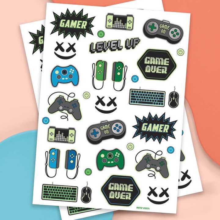 Petit Fetti - Vente Tatouage temporaire – enfant - Tatouages temporaires Gamer Glow In The Dark pour enfants, activité, faveur