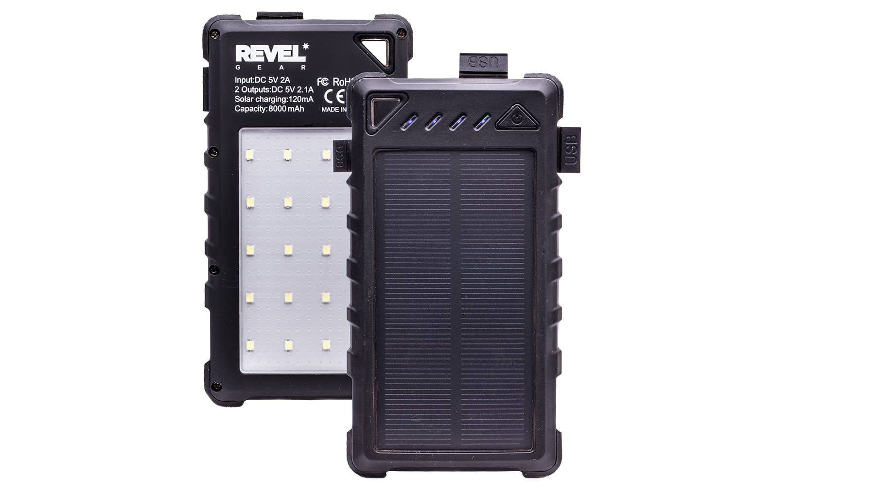 Revel Gear - Wholesale Portable Charger - Day Tripper™ 8000 mAh Solar Battery + 1000 Lumen LED Light0