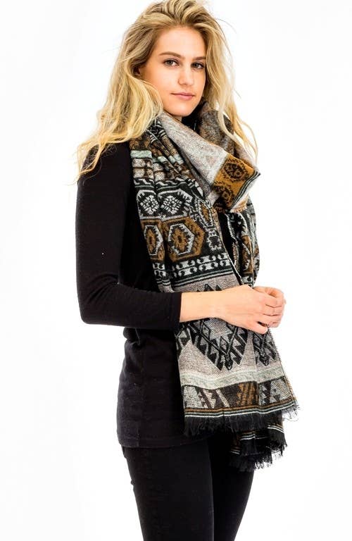 Cap Zone - Wholesale Scarf - Women's - Tribal Navajo Boho Over Sized Blanket Shawls Scarf3