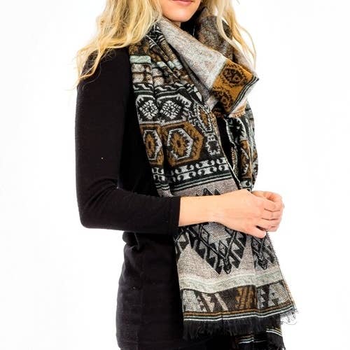 Cap Zone - Wholesale Scarf - Women's - Tribal Navajo Boho Over Sized Blanket Shawls Scarf3