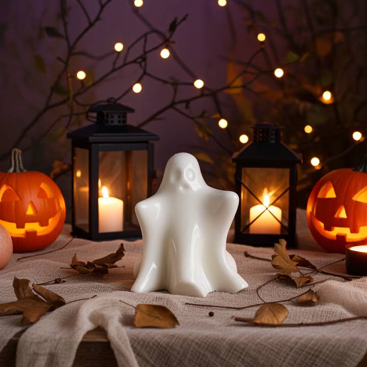 Face It Home Decor – wholesale Decorative figurine – Handmade Resin Ghost Ornaments Black White and Glitter10