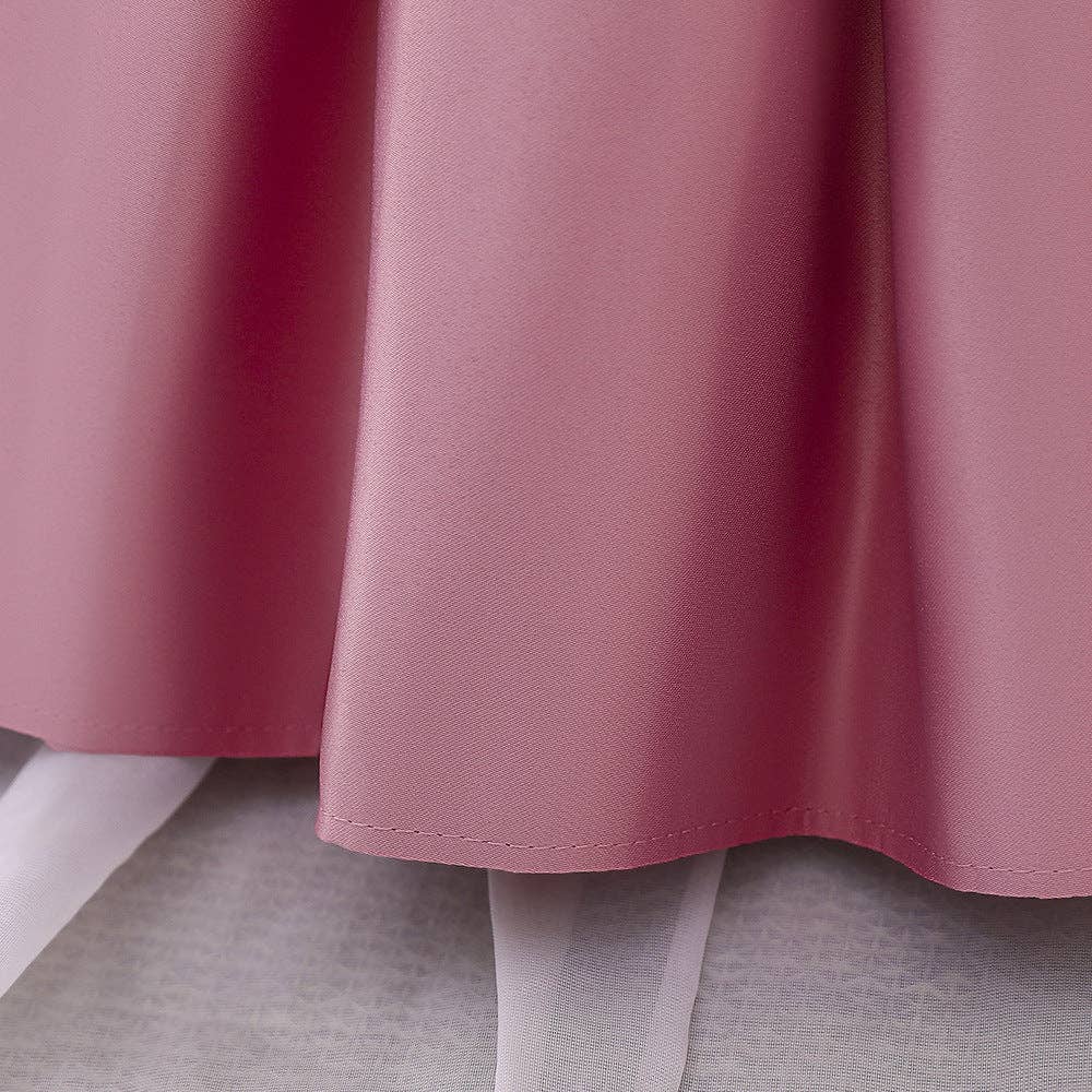 MyKids-USA® - Wholesale Dress - Baby - Baby Girl Solid Color Bow Patched Design Sleeveless Western Style Satin Dress20