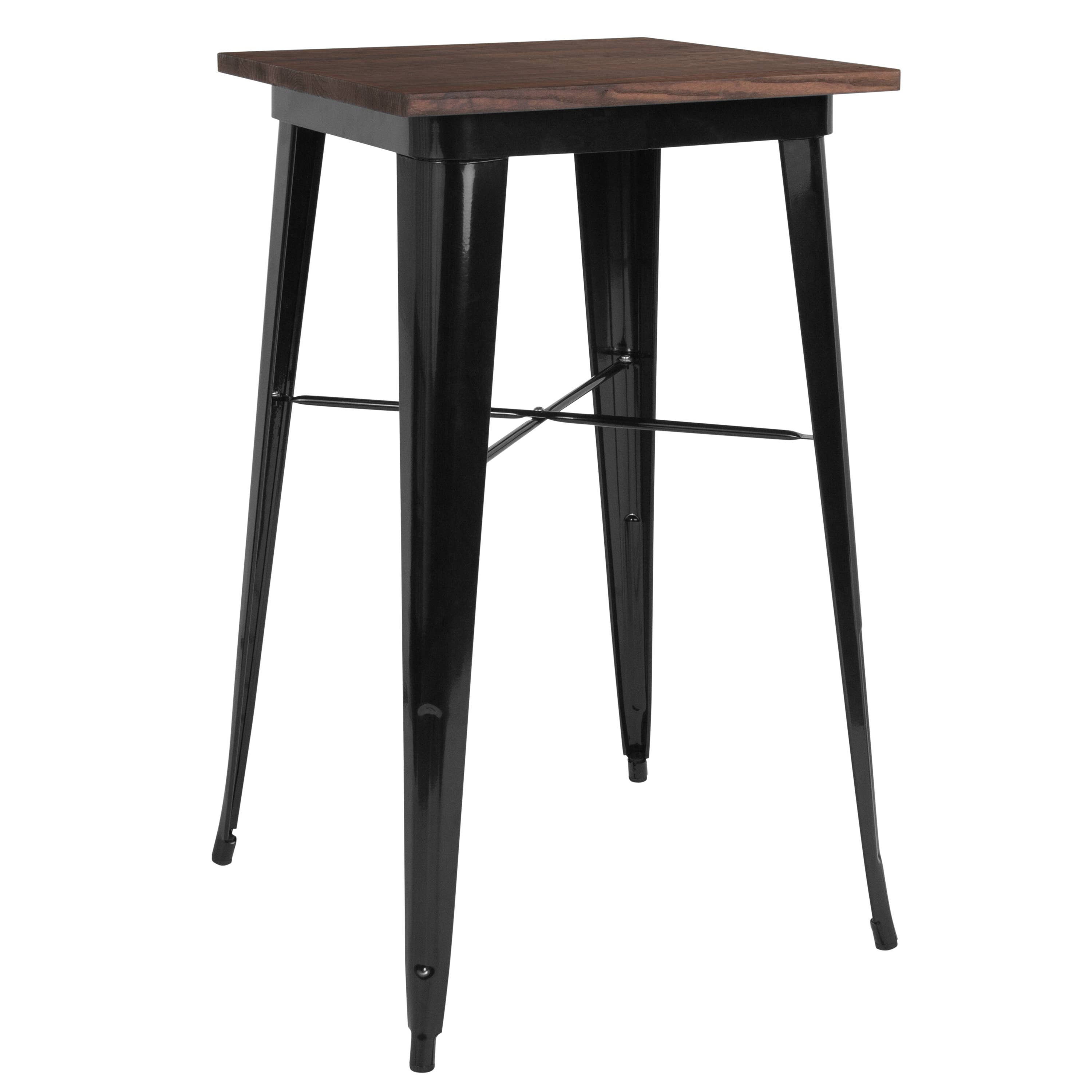23.5" Black Metal Bar Height Table with Wood Top for wholesale on Faire0
