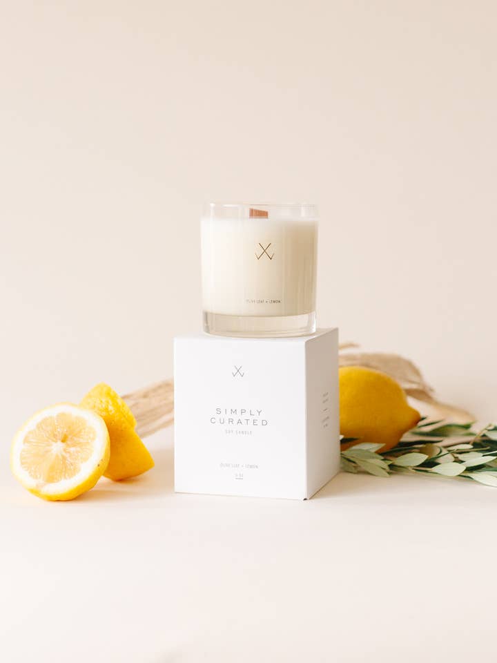 Olive Leaf + Lemon - 9 oz Soy Candles for wholesale by Simply Curated