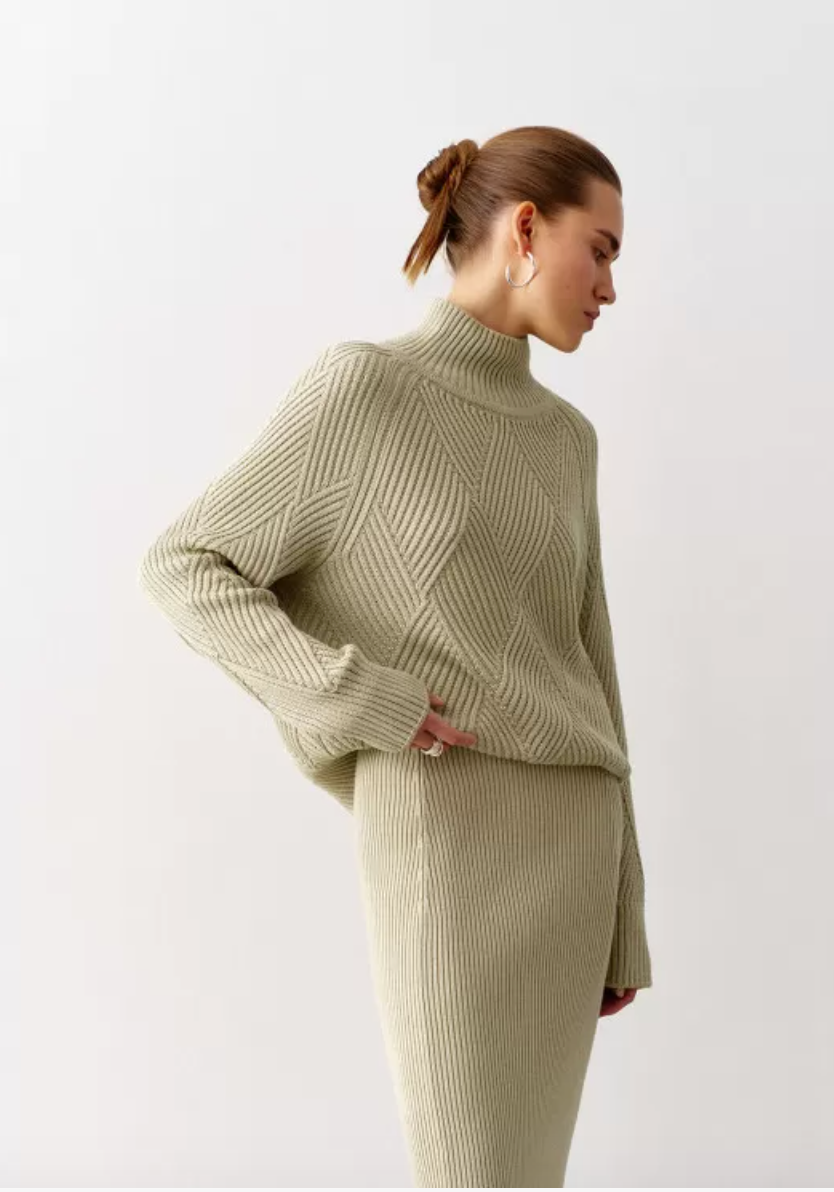 Nenya Fashion Limited - Wholesale Knit Sweater - Women's - High Neck Knitted Sweater With Geometric Print8