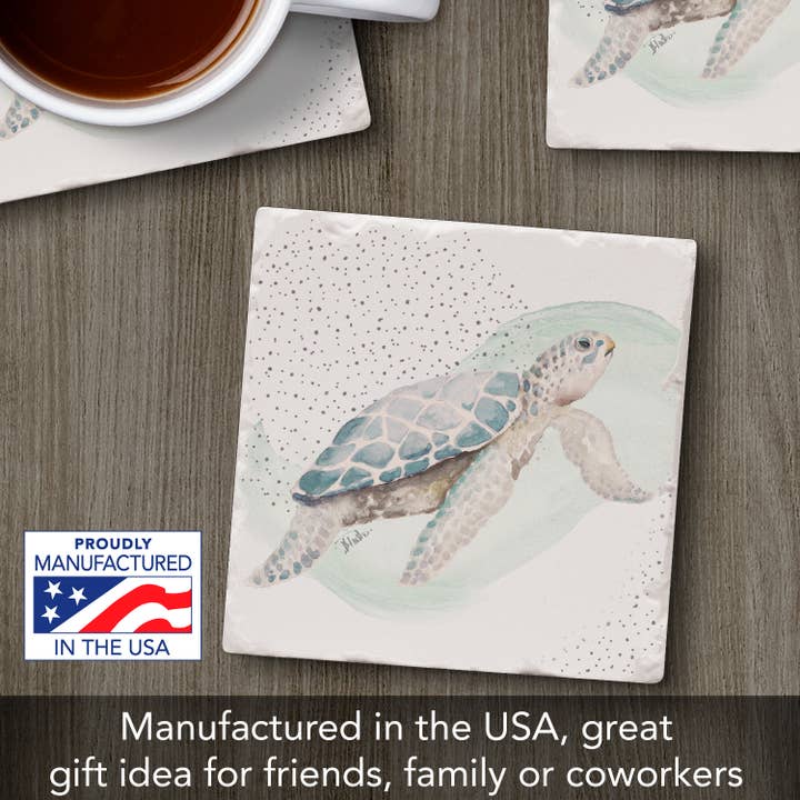 CounterArt/Highland Home/Thirstystone - Vendita all'ingrosso Sottobicchiere - Sottobicchiere singolo in pietra burattata «Sea Turtle»4