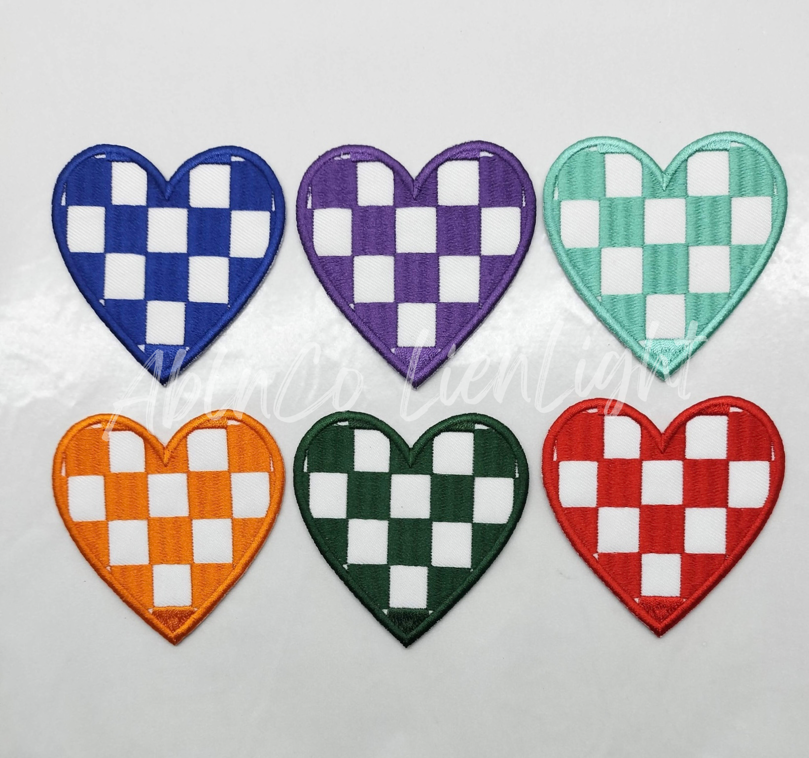 ABLNco - Wholesale Patch - orange checkered heart patch iron on trucker hat patches 3”1