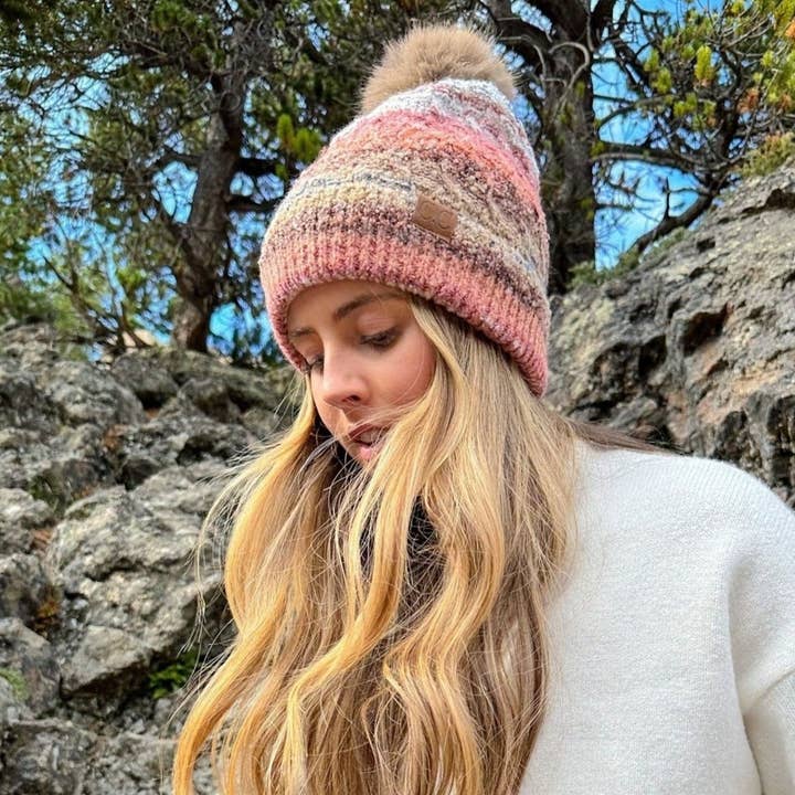 MiMi Wholesale - Wholesale Beanie - Women's - HTC0041 Luna Space Dye Pom Beanie