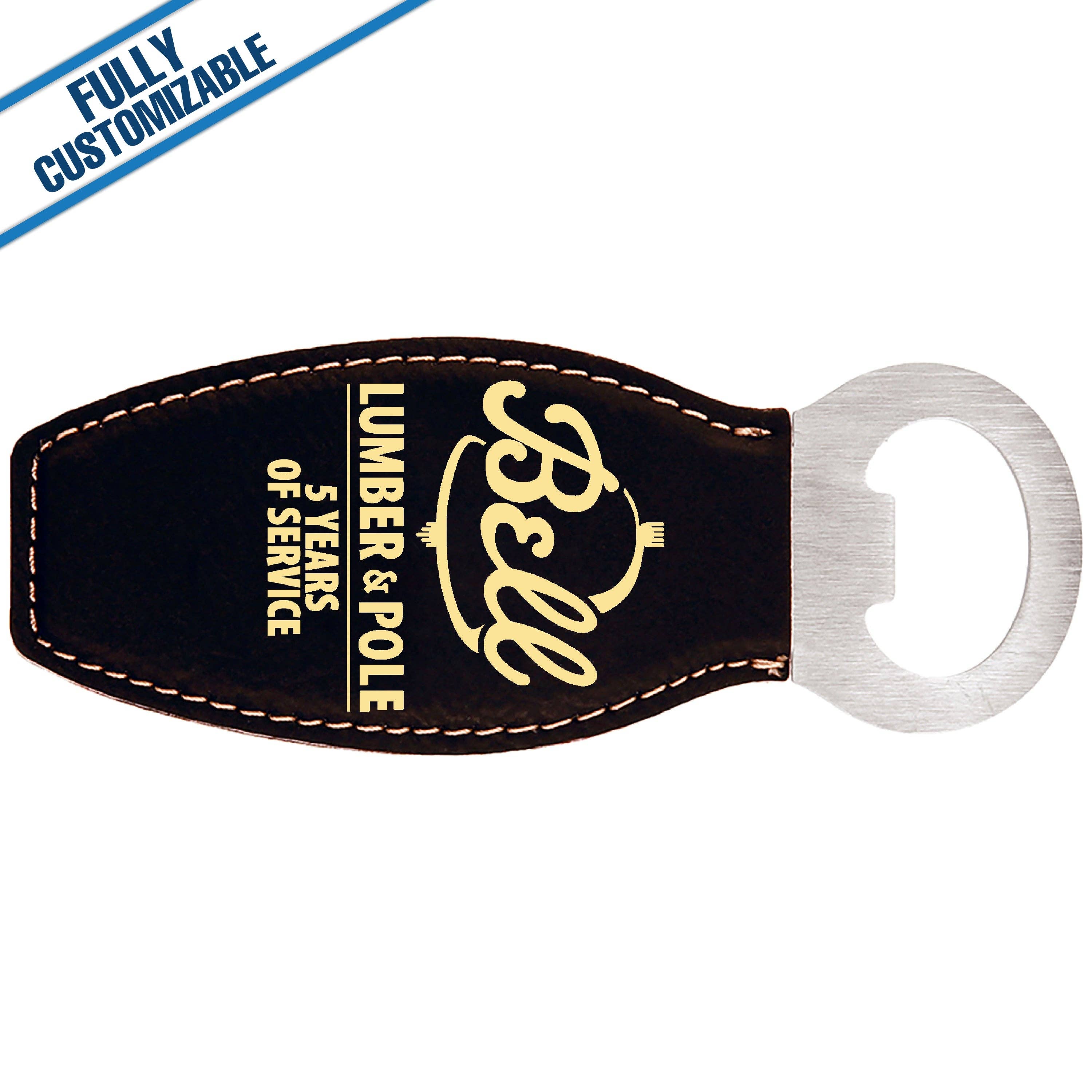 GiftWorksPlus - Wholesale Bottle/Wine Opener - Engraved Leatherette Bottle Opener/Magnet-Fully Customizable0