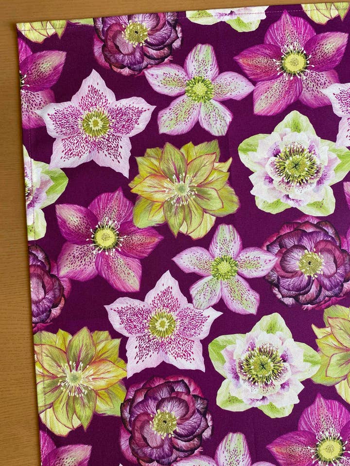 Hellebores Tea Towel / Cotton Dish Towel / Kitchen Towel for wholesale by Freya Snow