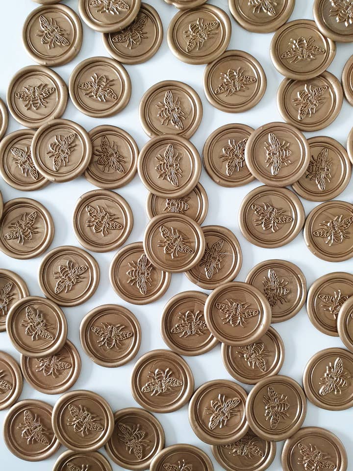Pack of 100 Gold Bumblebee Wax Seals for wholesale by littleaddedtouches