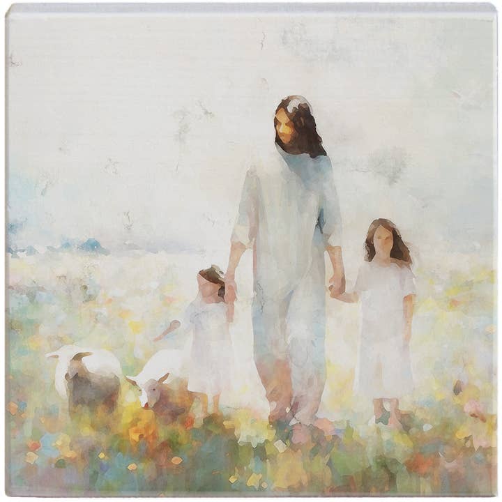 Jesus Children Art - Small Talk Square por atacado de Sincere Surroundings