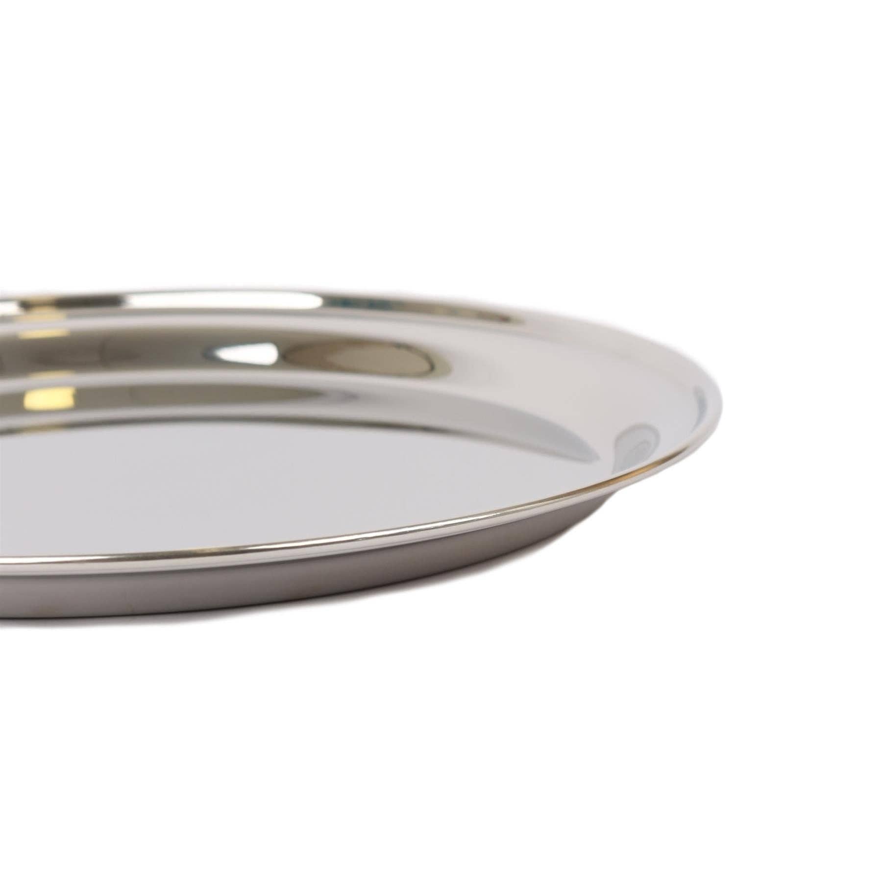 Rinkit Ltd – wholesale Serving tray – 25.5cm Round Stainless Steel Serving Tray - By Argon Tableware6