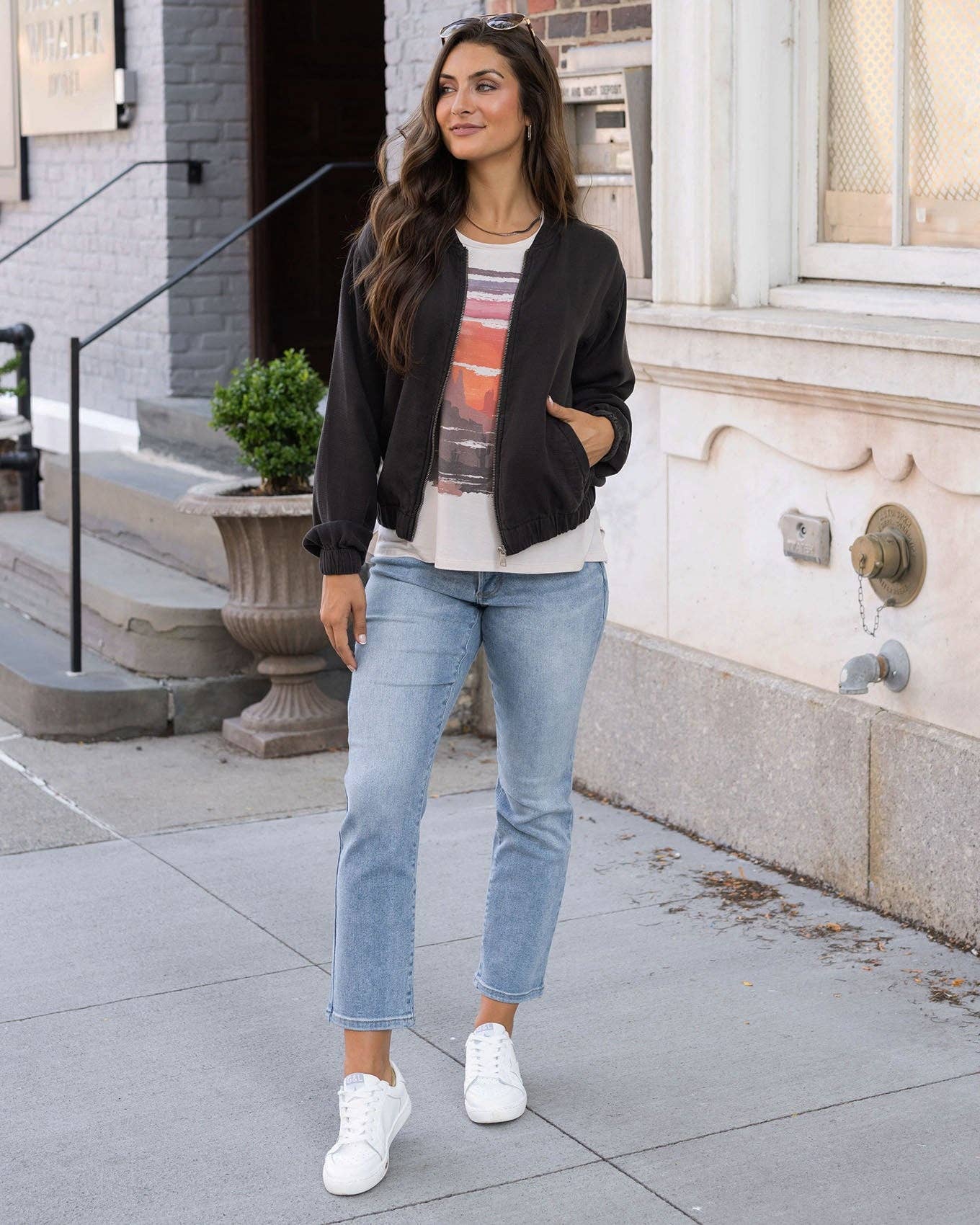 Tencel™ Lyocell Baseball Jacket in Washed Black for wholesale on Faire3