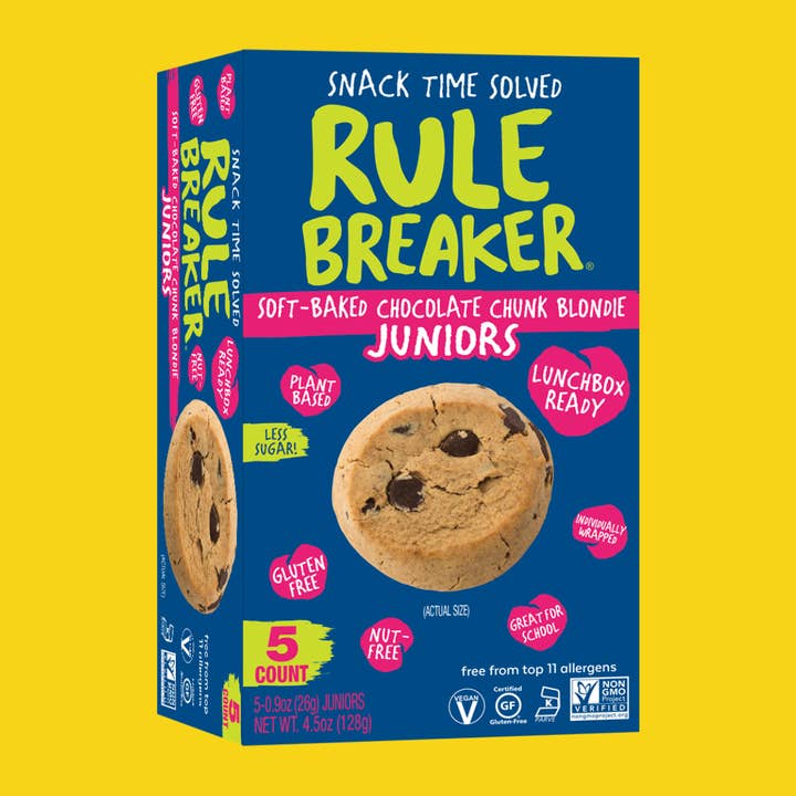 Chocolate Chip Junior Cookies | 6 5-Count Boxes for wholesale by Rule Breaker Snacks