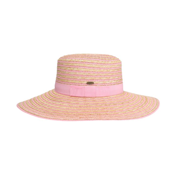 Pink Stripe C.C Boater Sun Hat STH0033 for wholesale on Faire3