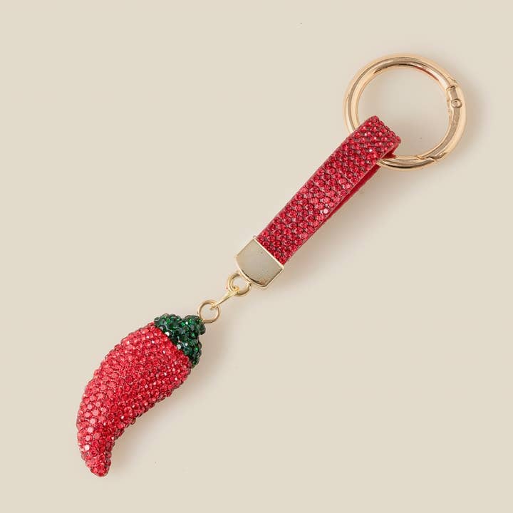 Pave Red Chili And Tag Bag Charm for wholesale by Anarchy Street