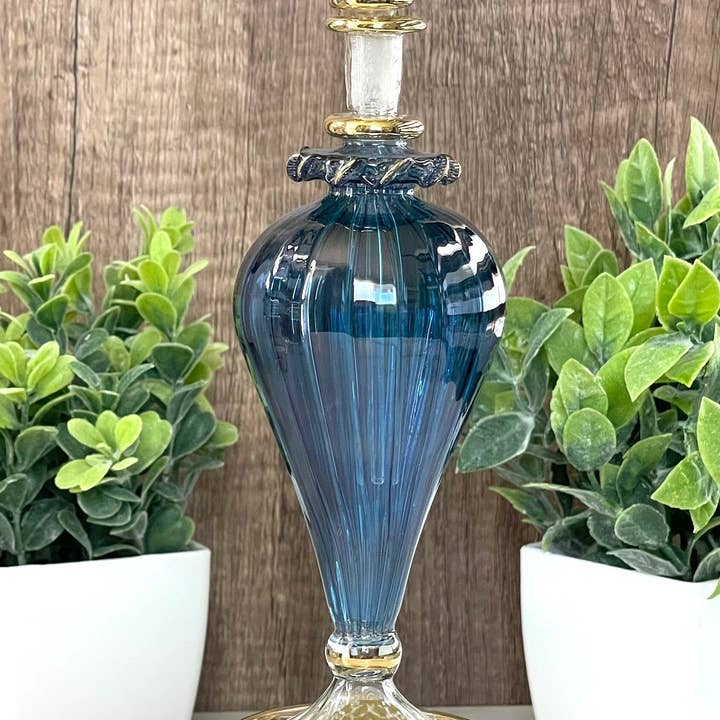 Arabazaar Gallery LLC - Wholesale Perfume/Eau de Toilette - Egyptian Perfume bottle Elegant Swirl Glass/14K Gold Trim