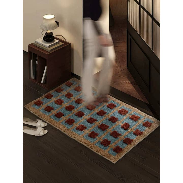 INSPECIAL HOME - Wholesale Bath mat - Soft Retro Grid Bath Rug Machine-washable Absorbent Mat2