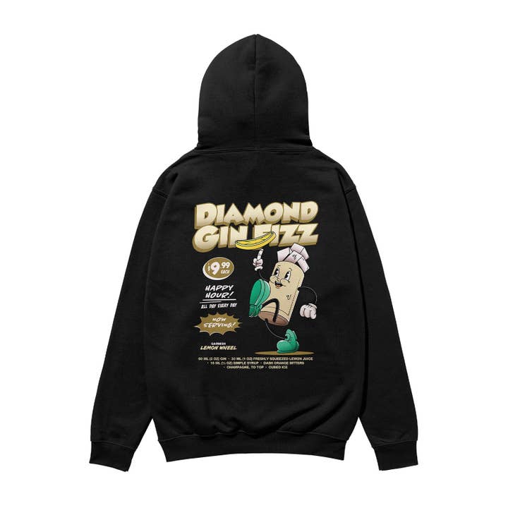 Diamond Gin Fizz Zware Organische Hoodie Zwart voor wholesale door Weekend Concept