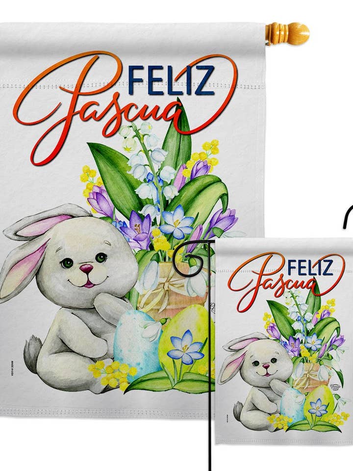 Easter Rabbit Springtime Critter Floral Decor Flag for wholesale by Two Group Flag Co