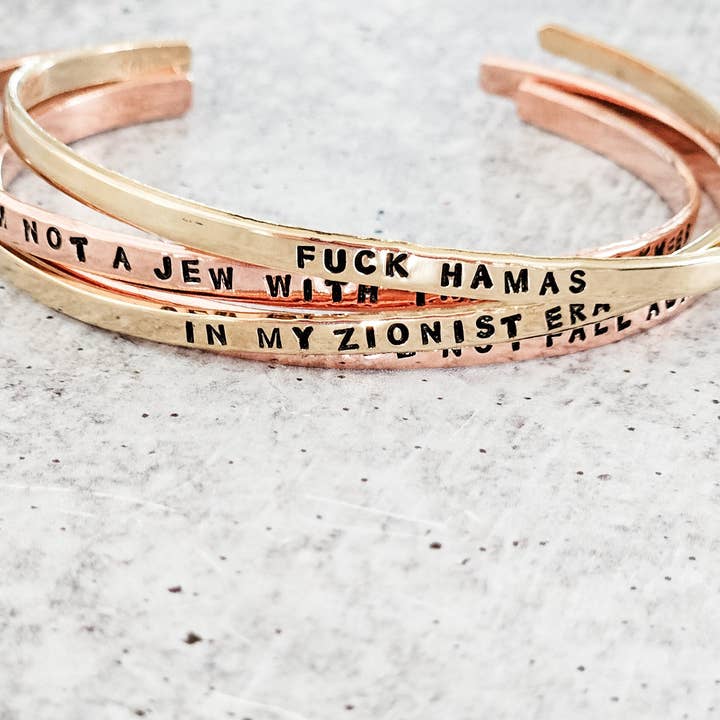 Salt and Sparkle - Wholesale Manchet-armband - Fuck Hamas verstelbare armband met dunne manchetten