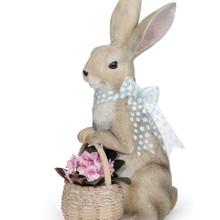 20"H Bunny Basket Planter, Resin | Spring Decor for wholesale by Roman