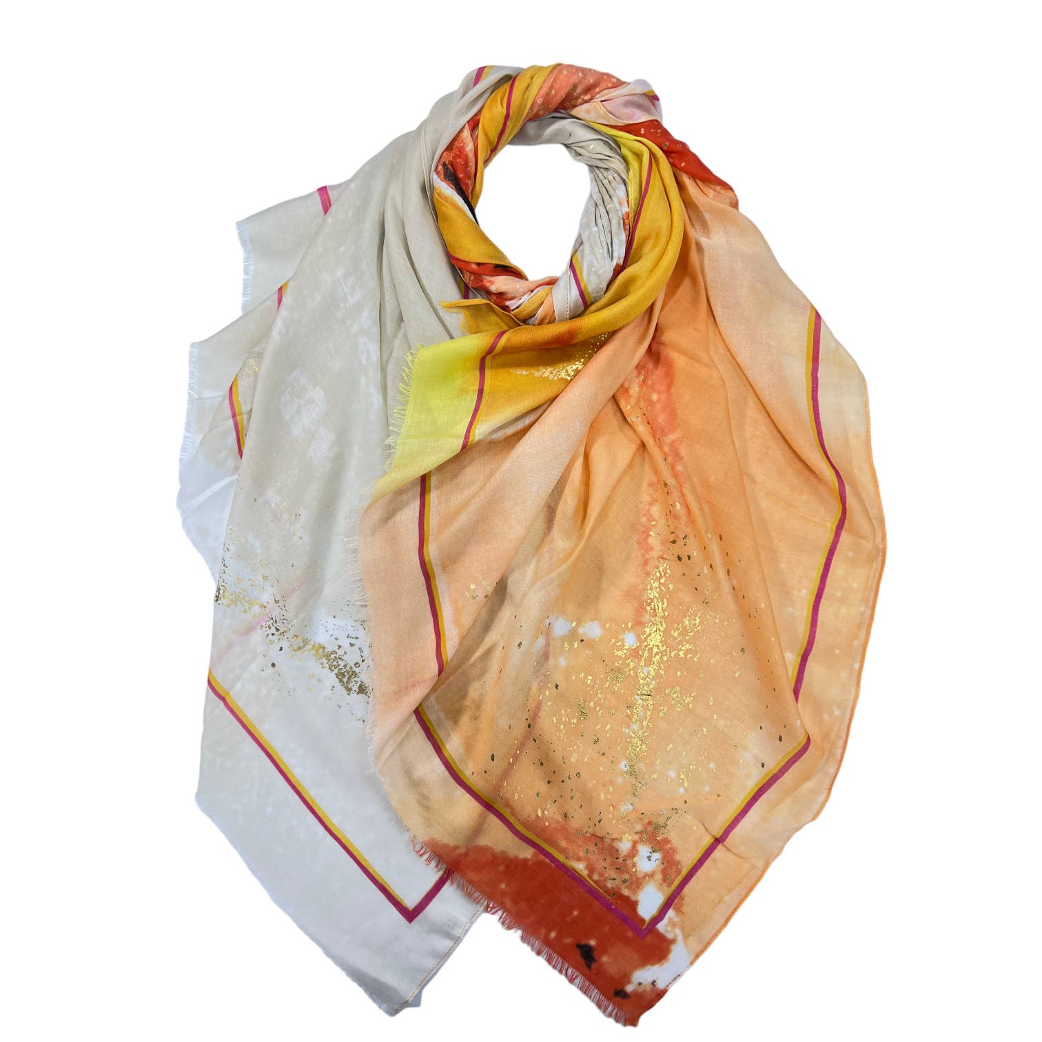 London Scarves – wholesale Halsduk - Dam – Ocean weave tryckt halsduk med guld och silver lappar9