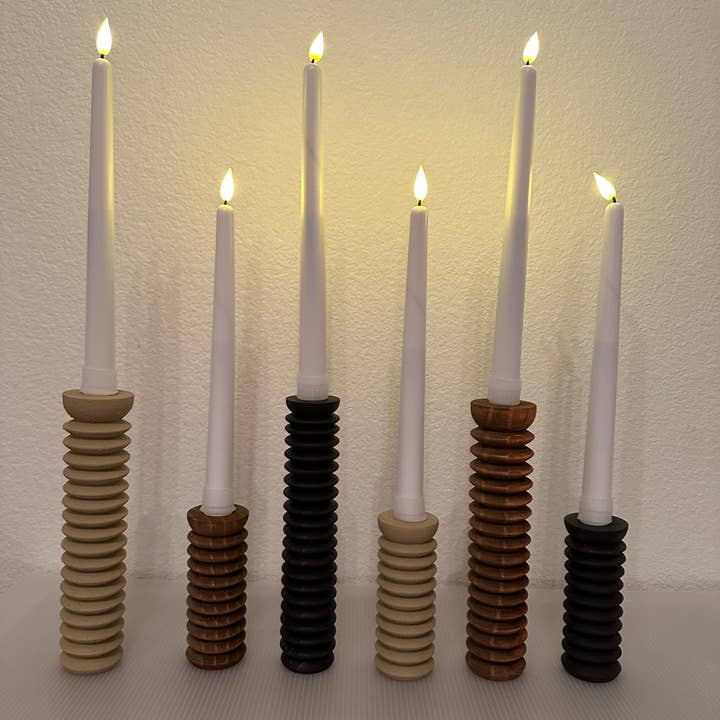 Spiral Pine Candlestick Holder | Wooden Candle Holders for wholesale by The African Home Goods