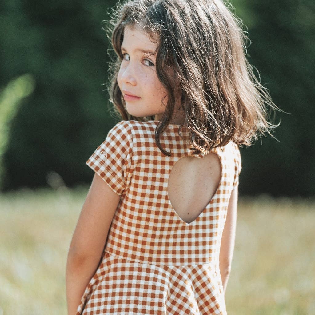Sienna Gingham Sweetheart Twirl Dress | Organic Cotton Jersey  for wholesale on Faire5