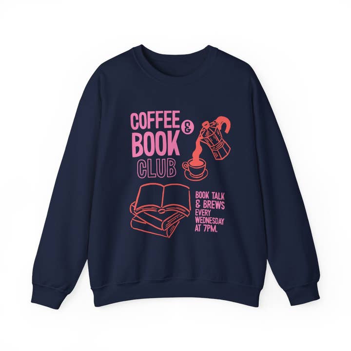 MagicMerchEmporium - Wholesale Graphic Sweatshirt - Unisex - Coffee And Book Club Talk And Brews Sweatshirt7