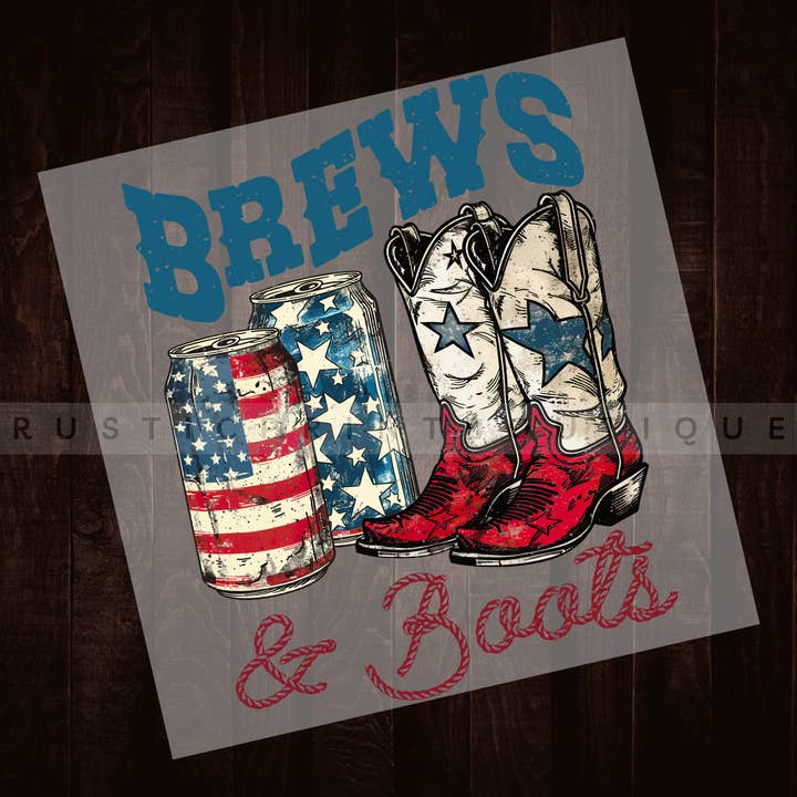 Film de transfert thermique DTF vintage occidental du 4 juillet pour la vente par RusticPrintStudio