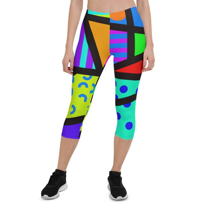 Leggings capri da donna con motivi | Memphis Geometric degli anni '80 per la vendita all'ingrosso da parte di BillingtonPix