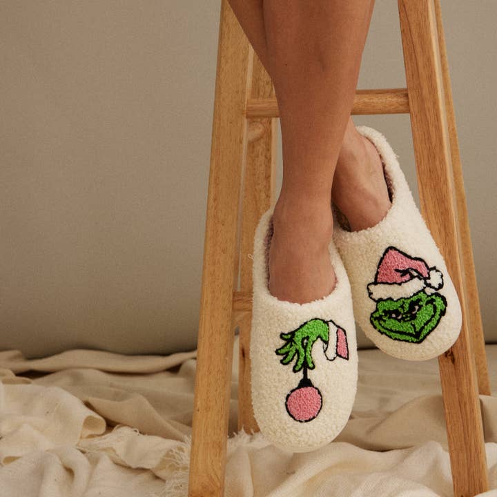 Pink Christmas Monster Home Slippers for wholesale on Faire