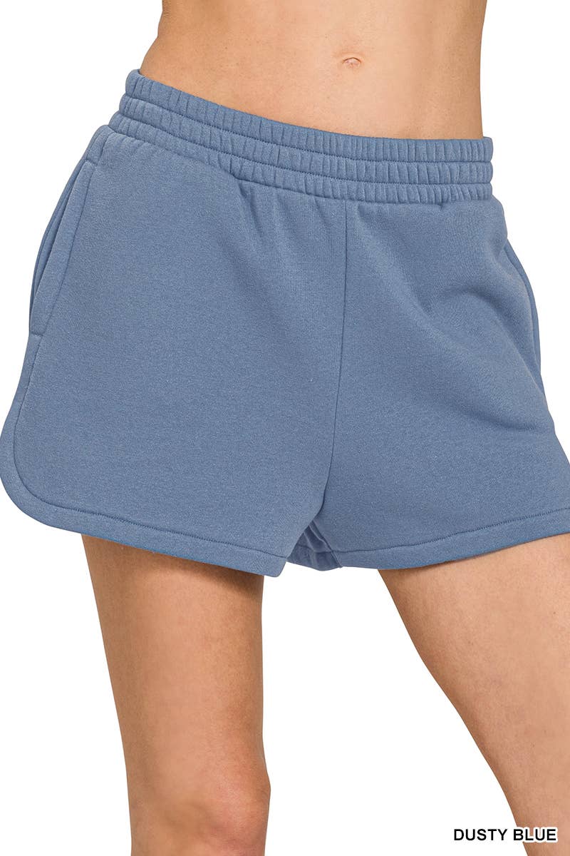 42POPS - Wholesale Shorts - Women's - ',..Fleece Elastic Waistband Dolphin Shorts w/ Pockets15