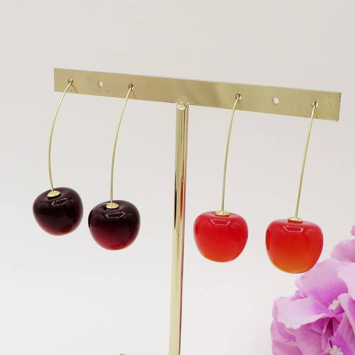 CILIEGIA small ~ Orecchini pendenti Ciliegie in ottone for wholesale by Daemon srls