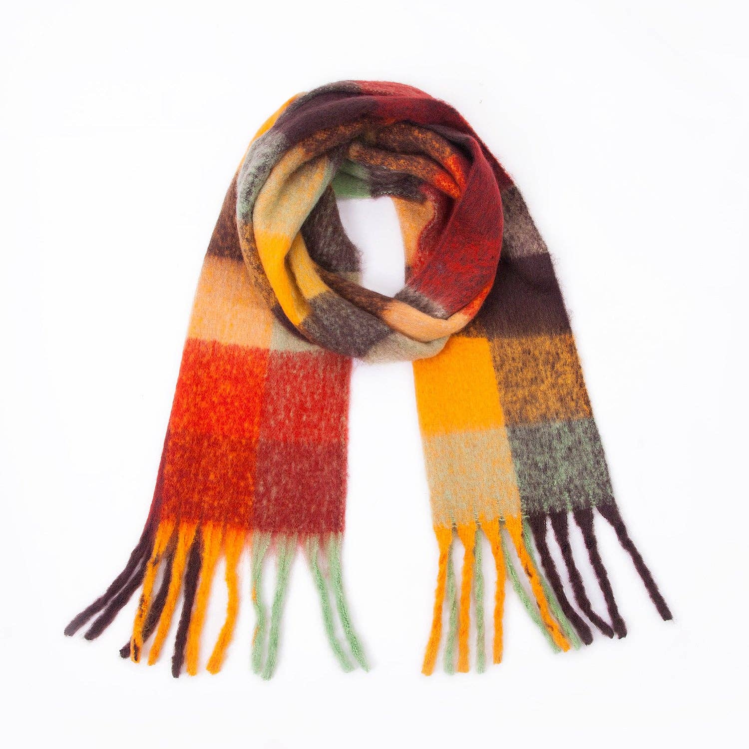 Dipped Shop - Wholesale Scarf - Women's - Coloful Plaid Tassel Scarves DPKS10122