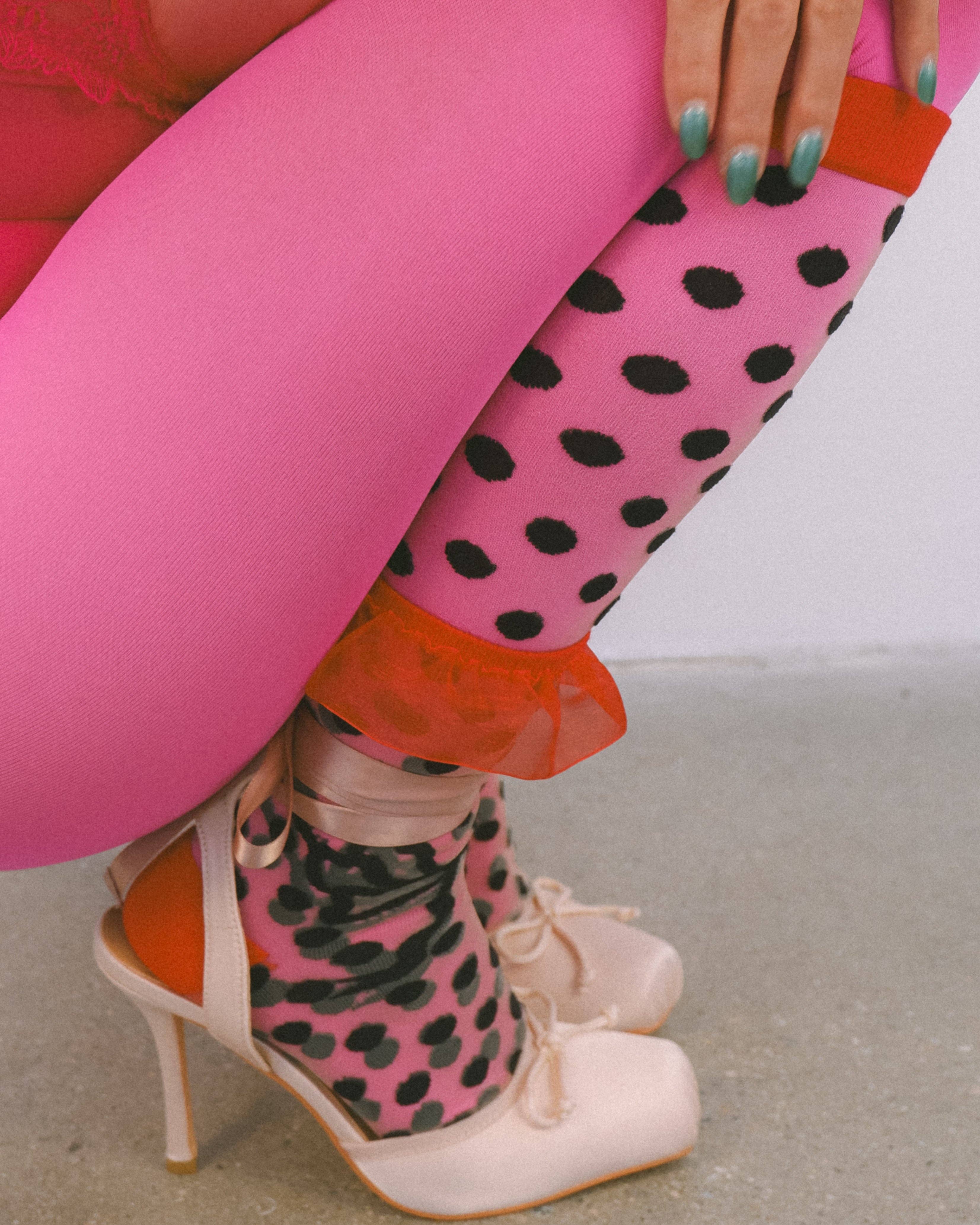 Sock Candy - Vente Chaussettes – femme - Chaussette haute transparente à nœud à pois9