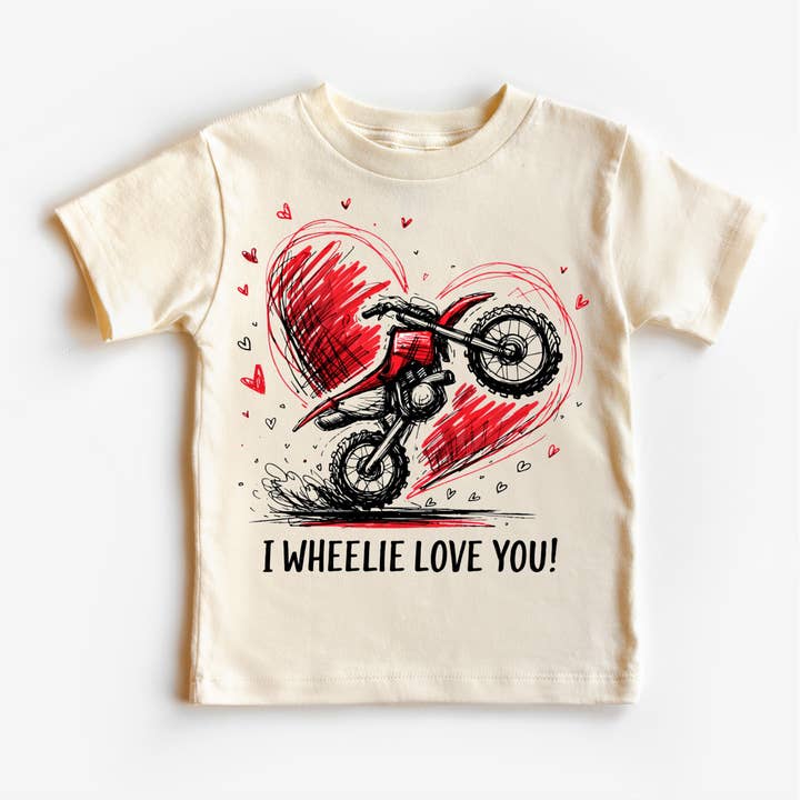 I Wheelie Love You Motocross Valeintine's Day Shirt - Boys Motorcycle Valeintine Tee for wholesale by Madi Moosh