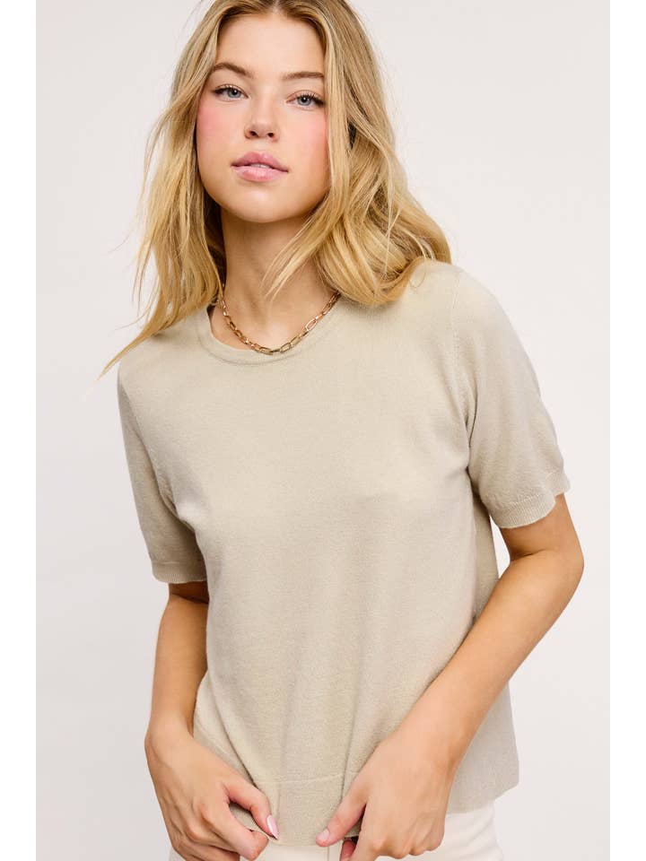 La Miel - Vente Pull en maille – femme - Haut en tricot extensible basique à manches courtes et bouffantes MCS36004