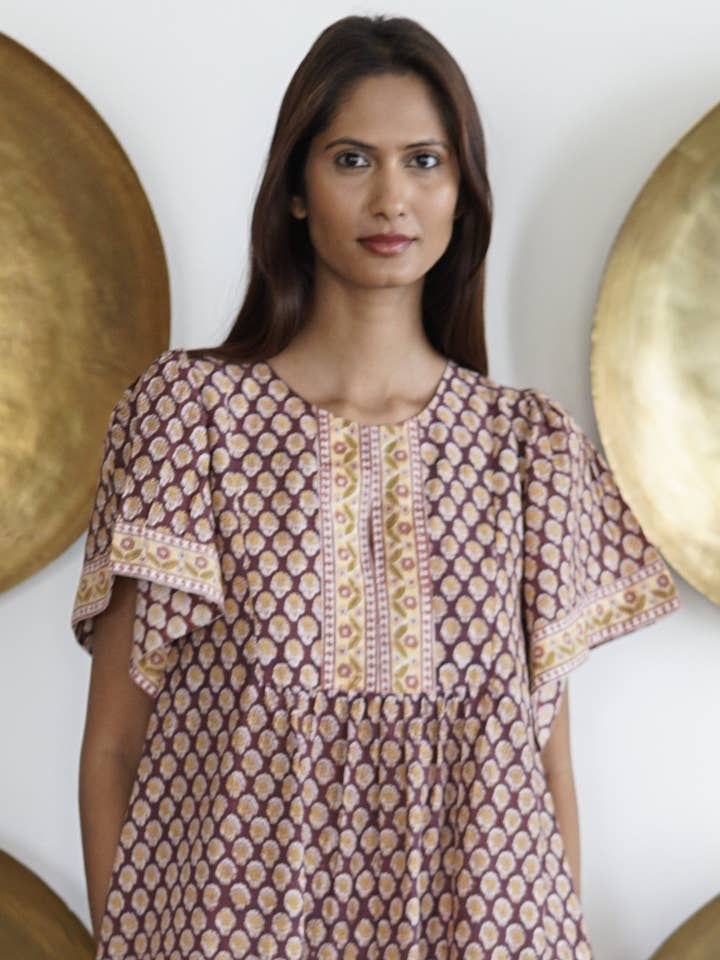 Sommer maxikjole med lommer. Bomulds sommer maxi Medina for engroshandel hos La Mandarine