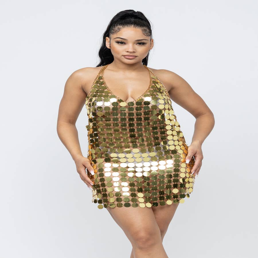 Wholesale Gold Backless Chainmail Top